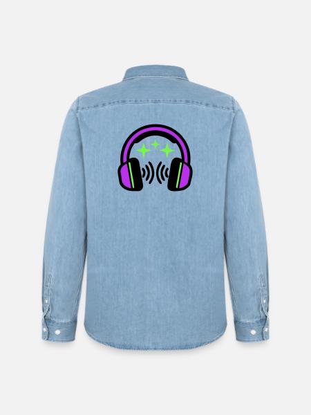 Headphones Stars Icon - Men’s Organic Denim Shirt by Stanley/Stella - light wash