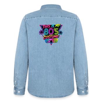 Mein 80er Kostüm Design - Männer Jeanshemd Organic von Stanley/Stella - verwaschenes Hellblau - Hinten - AI Model Male 185 light (185cm)