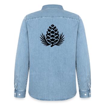 Tannenzapfen Zweig Symbol - Männer Jeanshemd Organic von Stanley/Stella - verwaschenes Hellblau - Hinten - AI Model Male 185 light (185cm)