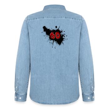 60. Geburtstag - Männer Jeanshemd Organic von Stanley/Stella - verwaschenes Hellblau - Hinten - AI Model Male 185 light (185cm)