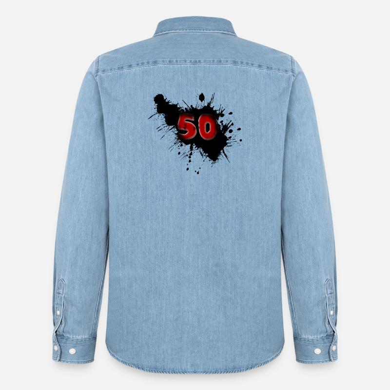 50 ° compleanno - Camicia in denim uomo bio di Stanley/Stella - azzurro chiaro slavato