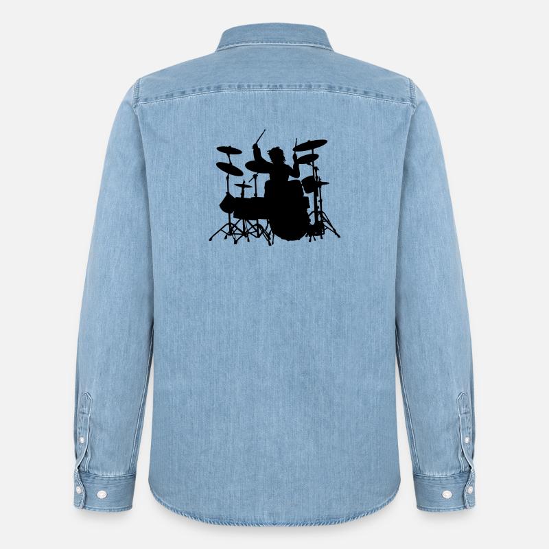 Power Drumming - Männer Jeanshemd Organic von Stanley/Stella - verwaschenes Hellblau