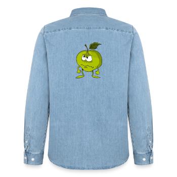 apple - Men’s Organic Denim Shirt by Stanley/Stella - light wash - Back - AI Model Male 185 light (185cm)