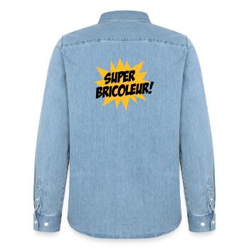 Super Bricoleur ! - Chemise en denim homme bio Stanley/Stella - bleu clair délavé - Dos - AI Model Male 185 light (185cm)