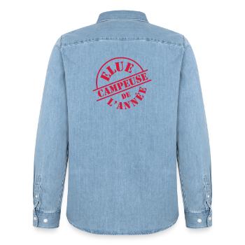 Elue Campeuse de l'année - Chemise en denim homme bio Stanley/Stella - bleu clair délavé - Dos - AI Model Male 185 light (185cm)