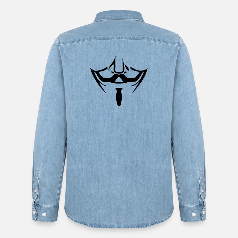 Anonymous Maske - Männer Jeanshemd Organic von Stanley/Stella - verwaschenes Hellblau