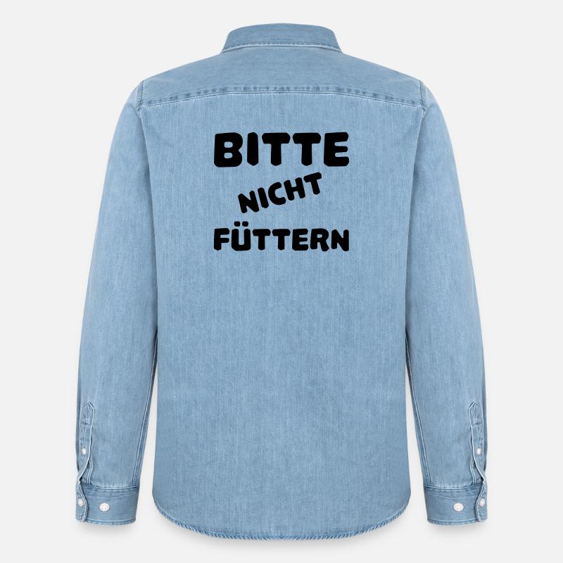 Bitte nicht füttern - Männer Jeanshemd Organic von Stanley/Stella - verwaschenes Hellblau