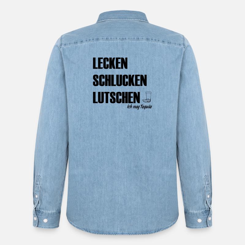Ich mag Tequila - Männer Jeanshemd Organic von Stanley/Stella - verwaschenes Hellblau