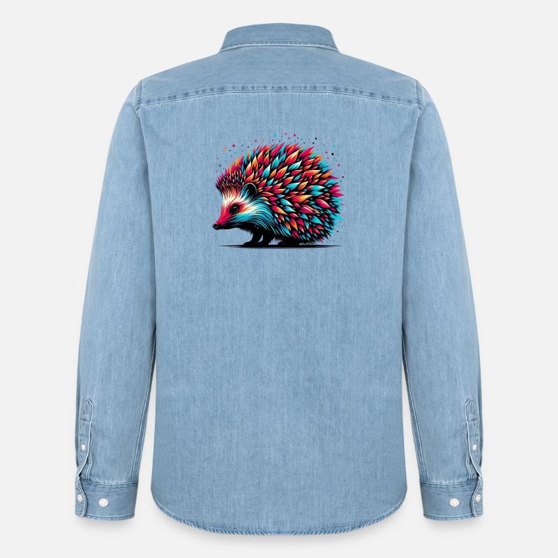 Igel - Männer Jeanshemd Organic von Stanley/Stella - verwaschenes Hellblau