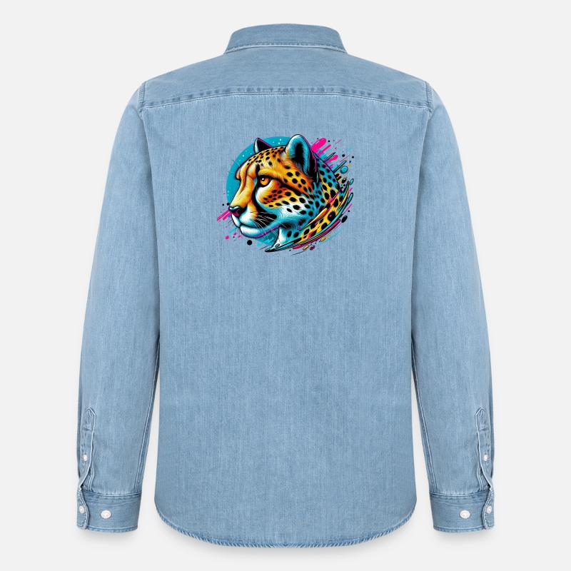 Gepard - Männer Jeanshemd Organic von Stanley/Stella - verwaschenes Hellblau