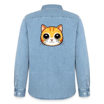 Chat - Chemise en denim homme bio Stanley/Stella - bleu clair délavé - Dos - AI Model Male 185 light (185cm)