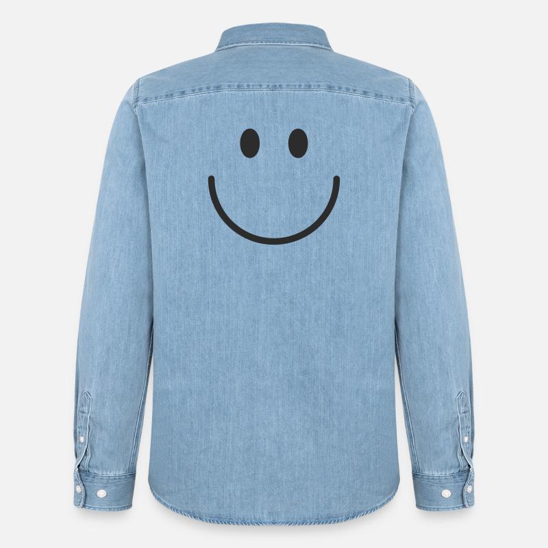 Smiley lachen lächle smile - Männer Jeanshemd Organic von Stanley/Stella - verwaschenes Hellblau