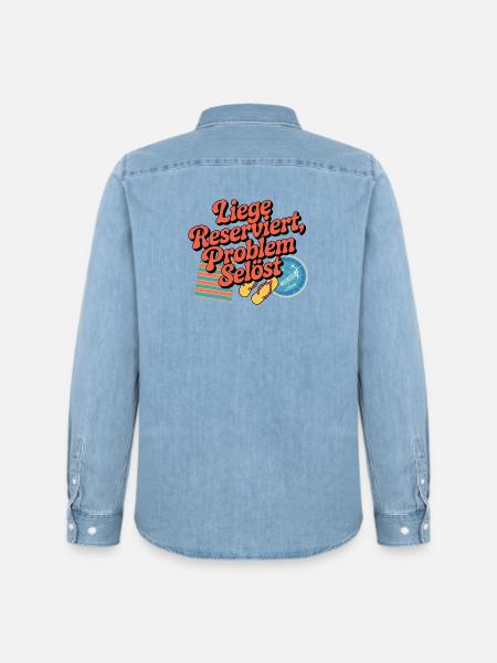 Lounger Reserved Problem solves funny beach - Men’s Organic Denim Shirt by Stanley/Stella - light wash