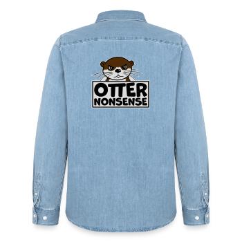 Otter Nonsense Funny Pun Otter Love Saying - Men’s Organic Denim Shirt by Stanley/Stella - light wash - Back - AI Model Male 185 light (185cm)