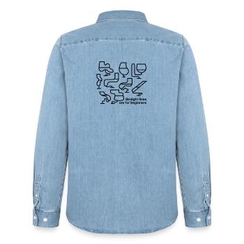 Les lignes droites sont pour les débutants - Chemise en denim homme bio Stanley/Stella - bleu clair délavé - Dos - AI Model Male 185 light (185cm)