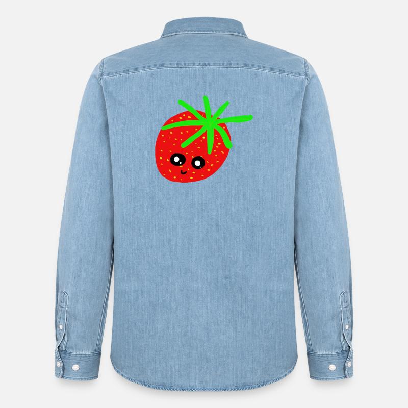 Erdbeere Kinder Erdbeeren  - Männer Jeanshemd Organic von Stanley/Stella - verwaschenes Hellblau