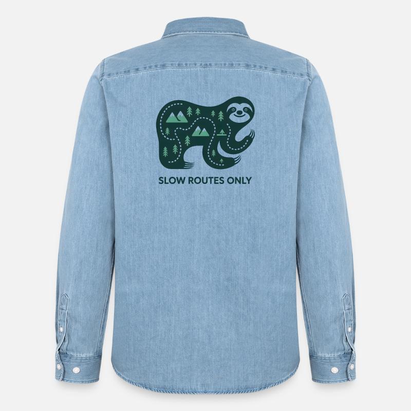 Langsame Routen Nur Elefant - Männer Jeanshemd Organic von Stanley/Stella - verwaschenes Hellblau