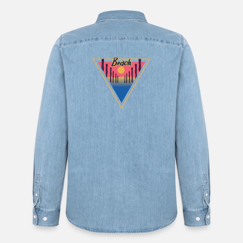 Beach Triangle - Männer Jeanshemd Organic von Stanley/Stella - verwaschenes Hellblau