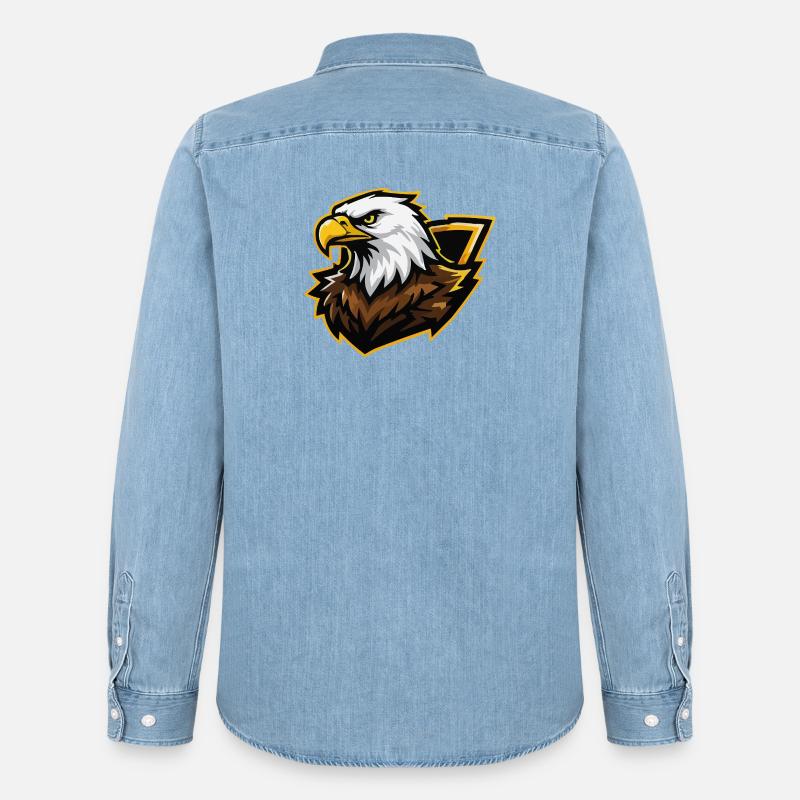 Adler mit Goldakzent Comic - Männer Jeanshemd Organic von Stanley/Stella - verwaschenes Hellblau