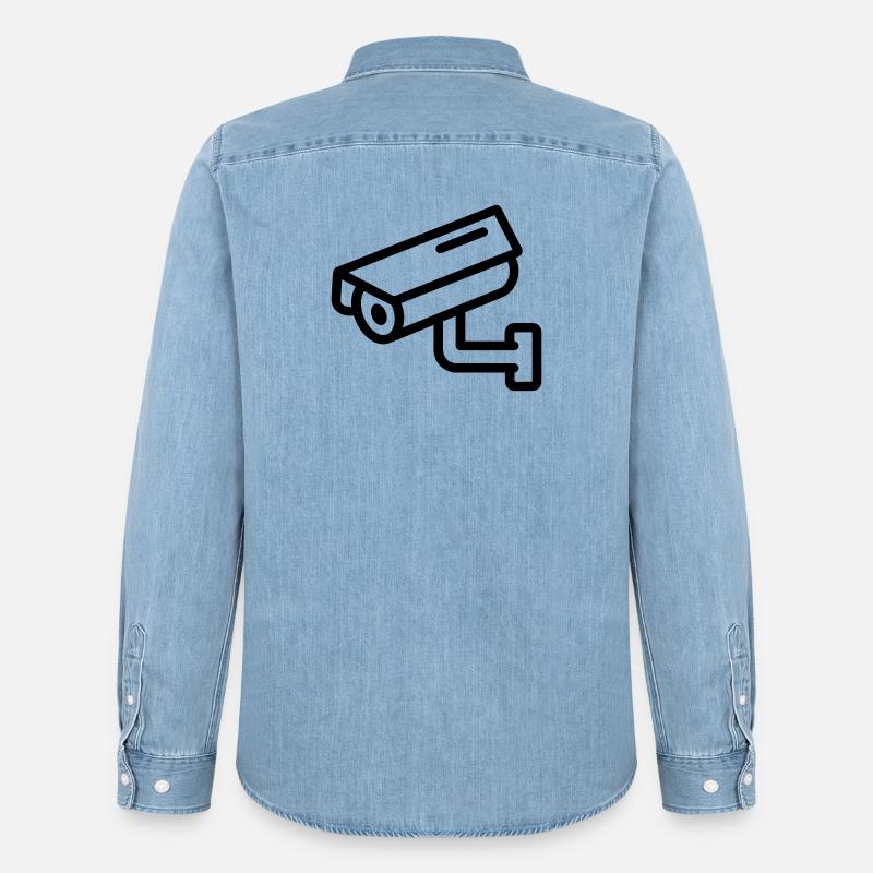 caméra de surveillance - Chemise en denim homme bio Stanley/Stella - bleu clair délavé
