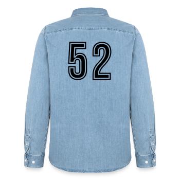 52 Number Symbol - Men’s Organic Denim Shirt by Stanley/Stella - light wash - Back - AI Model Male 185 light (185cm)