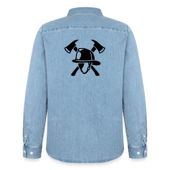 Cat Mom Pink Lettering - Men’s Organic Denim Shirt by Stanley/Stella - light wash - Back - AI Model Male 185 light (185cm)