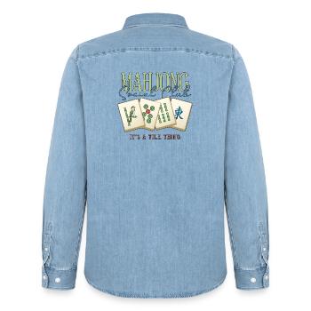 Mahjong Social Club Club Fliesen-Ding - Männer Jeanshemd Organic von Stanley/Stella - verwaschenes Hellblau - Hinten - AI Model Male 185 light (185cm)
