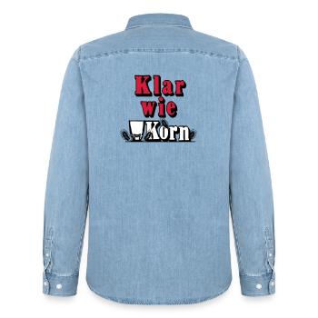 Korn , Party , Weizenkorn ,Klar wie Korn (25) - Männer Jeanshemd Organic von Stanley/Stella - verwaschenes Hellblau - Hinten - AI Model Male 185 light (185cm)