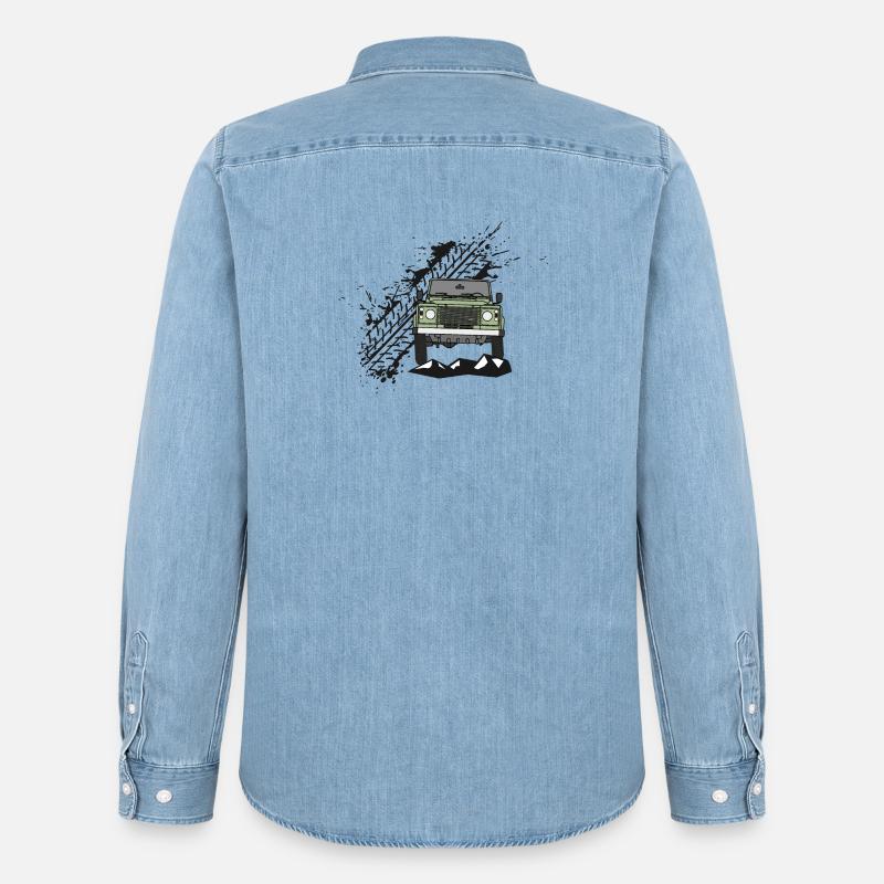 Defender Splash Front - Männer Jeanshemd Organic von Stanley/Stella - verwaschenes Hellblau