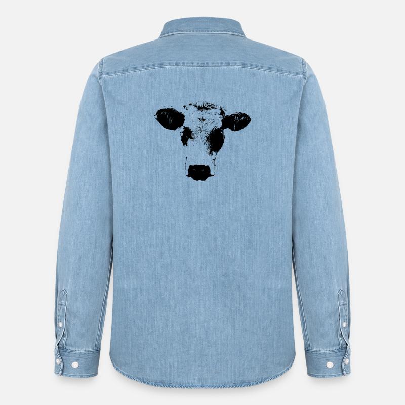 Kuh schwarz weiß Comic - Männer Jeanshemd Organic von Stanley/Stella - verwaschenes Hellblau