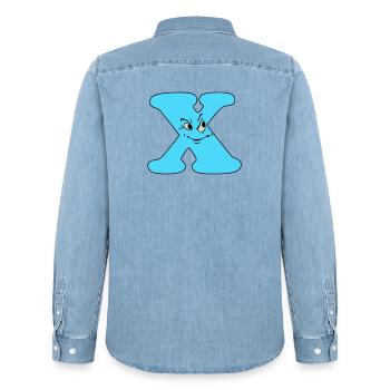 X - Men’s Organic Denim Shirt by Stanley/Stella - light wash - Back - AI Model Male 185 light (185cm)