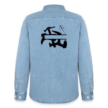 Shoemaker's tool boot - Men’s Organic Denim Shirt by Stanley/Stella - light wash - Back - AI Model Male 185 light (185cm)