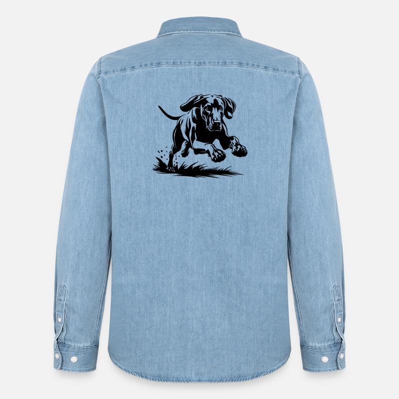 Weimaraner - Männer Jeanshemd Organic von Stanley/Stella - verwaschenes Hellblau