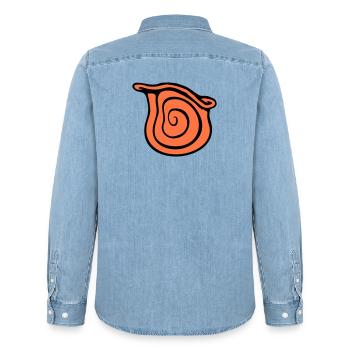 coquille d’escargot escargot insecte maison spirale cool - Chemise en denim homme bio Stanley/Stella - bleu clair délavé - Dos - AI Model Male 185 light (185cm)