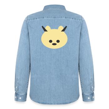 Horned Bear Cuddly Icon - Men’s Organic Denim Shirt by Stanley/Stella - light wash - Back - AI Model Male 185 light (185cm)