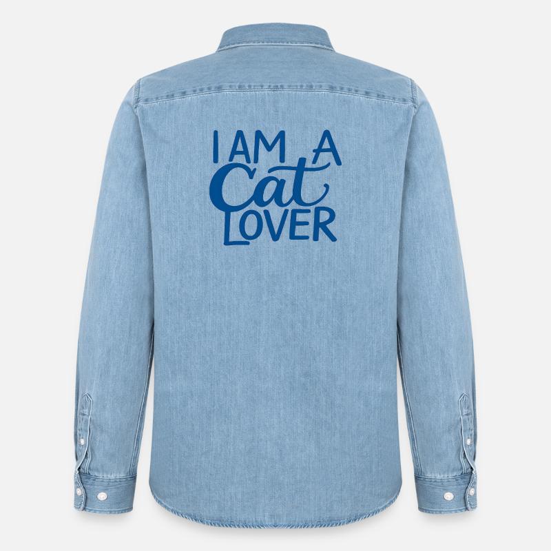 Ich bin ein Katzenliebhaber - Männer Jeanshemd Organic von Stanley/Stella - verwaschenes Hellblau