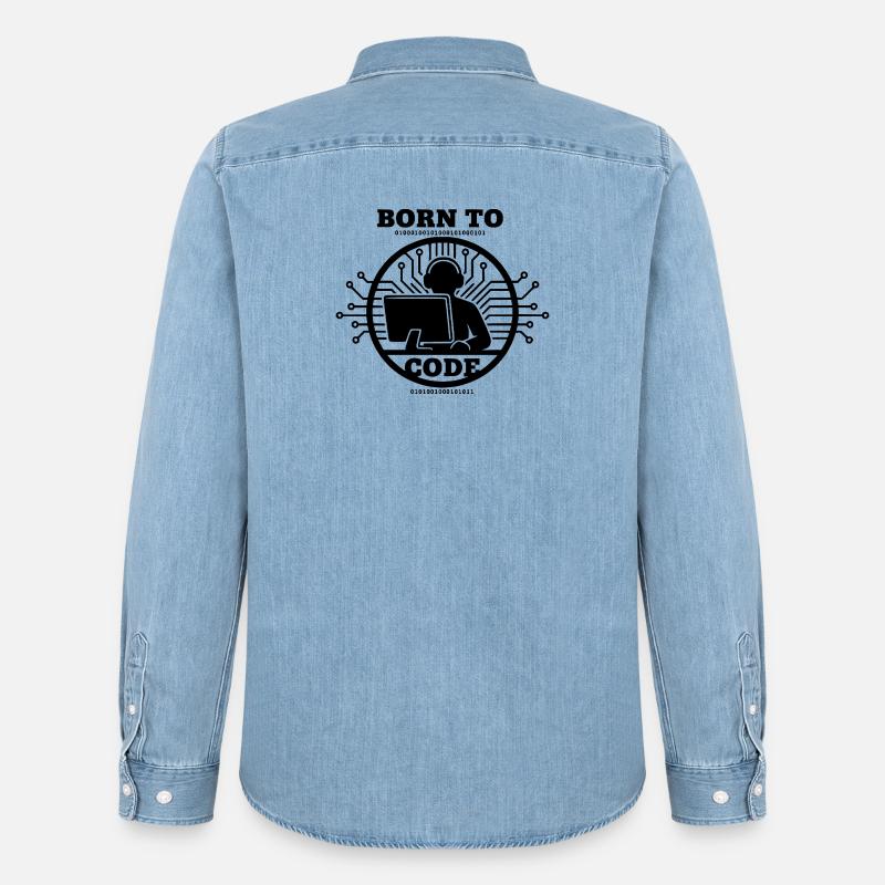 Coder Born to Code Programmer - Men’s Organic Denim Shirt by Stanley/Stella - light wash