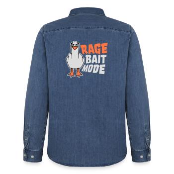 Rage Appât Mode Mouette Oiseau Méchant Drôle Provocation - Chemise en denim homme bio Stanley/Stella - bleu moyen délavé  - Dos - AI Model Male 185 light (185cm)