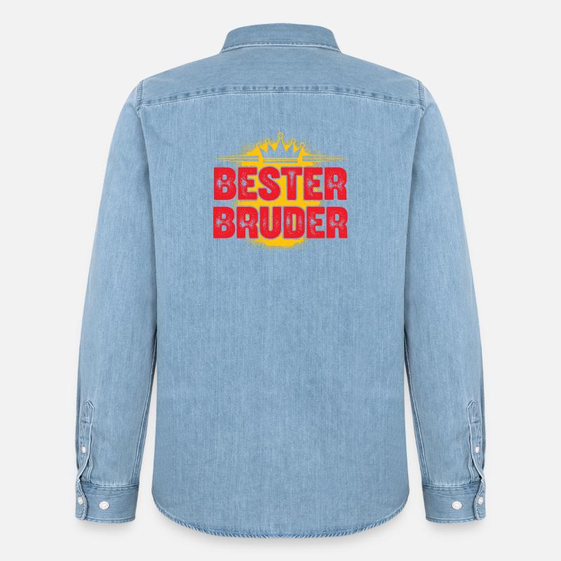 Bester Bruder Krone Retro Look - Männer Jeanshemd Organic von Stanley/Stella - verwaschenes Hellblau