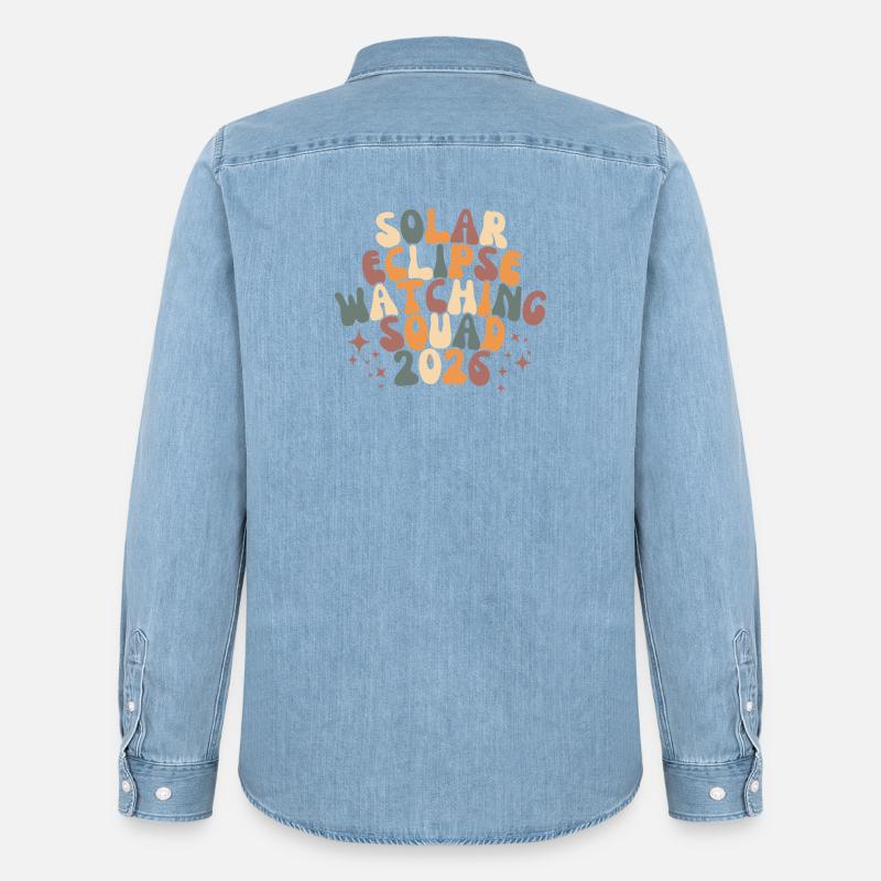 Solar Eclipse Watching Squad 2026 - Männer Jeanshemd Organic von Stanley/Stella - verwaschenes Hellblau