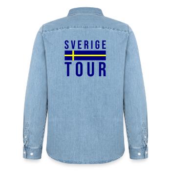 Sverige Tour Schweden - Männer Jeanshemd Organic von Stanley/Stella - verwaschenes Hellblau - Hinten - AI Model Male 185 light (185cm)