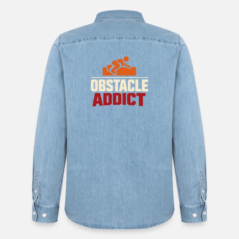 Parcours d’obstacles Course d’obstacles OCR - Chemise en denim homme bio Stanley/Stella - bleu clair délavé
