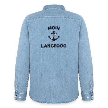 Moin Langeoog – Maritimes Anker-Design - Männer Jeanshemd Organic von Stanley/Stella - verwaschenes Hellblau - Hinten - AI Model Male 185 light (185cm)