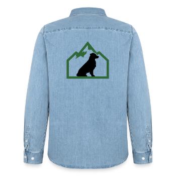 Crête extérieure des Dog Mountains - Chemise en denim homme bio Stanley/Stella - bleu clair délavé - Dos - AI Model Male 185 light (185cm)