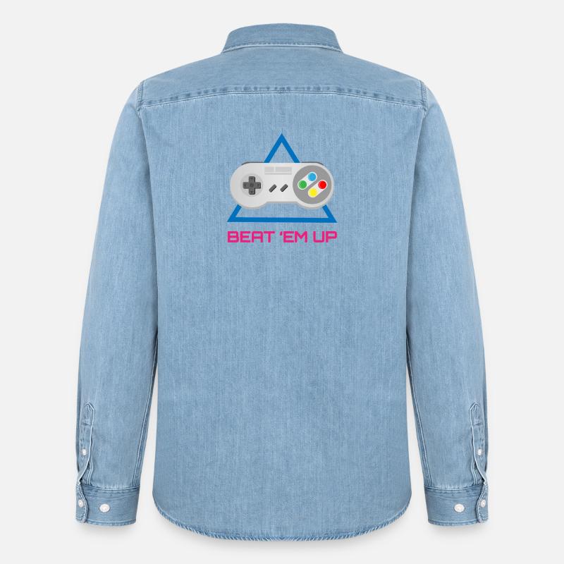 Retro Gamer Controller – Arcade-Videospiel - Männer Jeanshemd Organic von Stanley/Stella - verwaschenes Hellblau