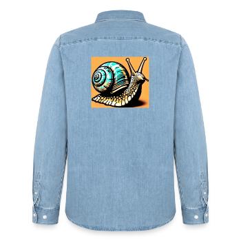 Escargot - Chemise en denim homme bio Stanley/Stella - bleu clair délavé - Dos - AI Model Male 185 light (185cm)