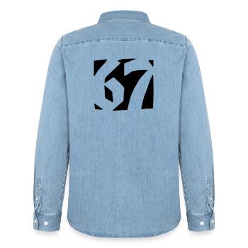 67 Minimal Streetwear Design de tendance - Chemise en denim homme bio Stanley/Stella - bleu clair délavé - Dos - AI Model Male 185 light (185cm)