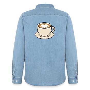 Niedliche Heart Latte Kaffeetasse Illustration - Männer Jeanshemd Organic von Stanley/Stella - verwaschenes Hellblau - Hinten - AI Model Male 185 light (185cm)