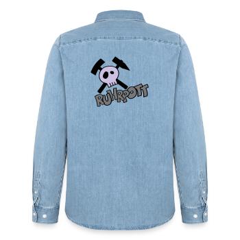 Ruhrpott Pirat - individualisierbar - Männer Jeanshemd Organic von Stanley/Stella - verwaschenes Hellblau - Hinten - AI Model Male 185 light (185cm)