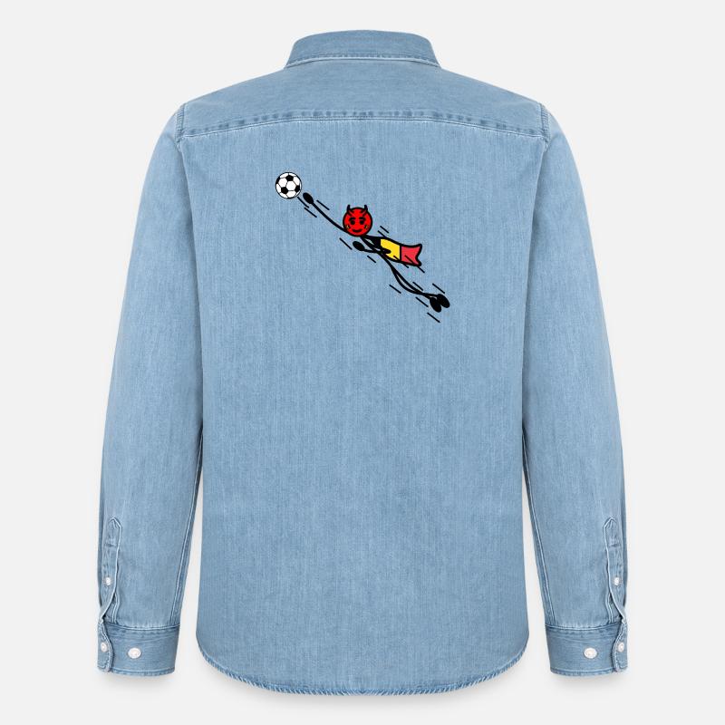Flying Red Devil Held Keeper - Männer Jeanshemd Organic von Stanley/Stella - verwaschenes Hellblau